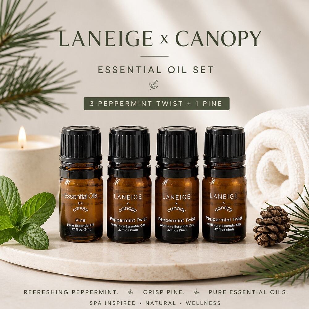 Laneige x Canopy Peppermint Twist Essential Oil Set Pine Diffuser Aromatherapy